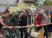 Brimob, TNI, dan Warga Bangun Jembatan Darurat Pulihkan Akses Aceh Singkil
