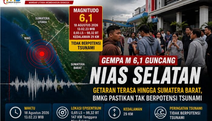 Gempa M6,1 Guncang Nias Selatan, Getaran Terasa hingga Sumatera Barat, BMKG Pastikan Tak Berpotensi Tsunami